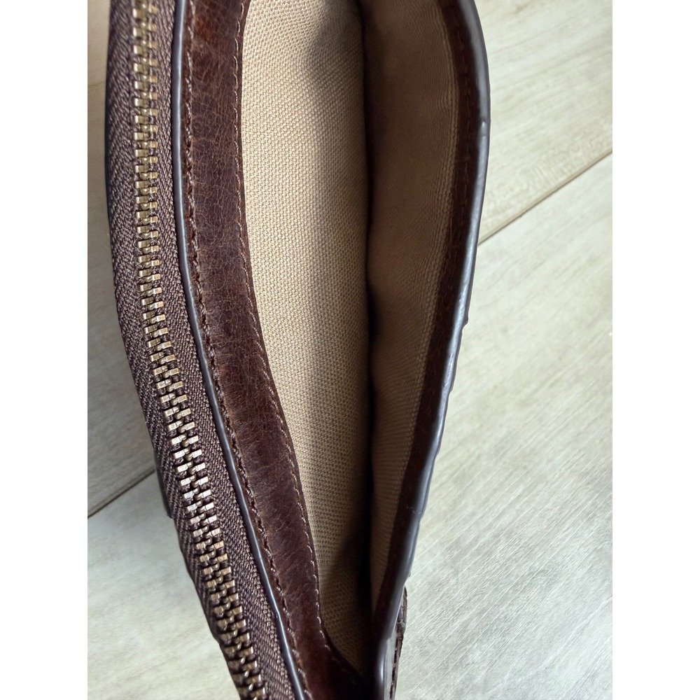 Frye Melissa Snap Card Wallet Distressed Leather Western Boho Dark Brown - Picture 7 of 9